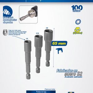 Punta de caja de poder con imán en pulgadas hexágono de 1/4", 1/4", 5 piezas Surtek