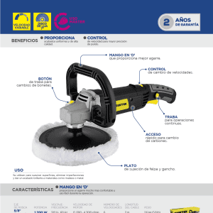 Pulidora angular 7" 1000 - 4300 RPM, 1200 W,120 V Surtek