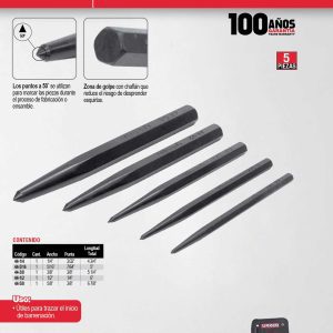 Juego de puntos para centrar y marcar 50°, 5 piezas Urrea