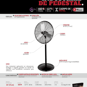 Ventilador de pedestal industrial 3 velocidades, 30" Urrea