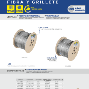 Cable de acero alma de fibra con grillete 1/2" x 450 m construcción de 6 x 26 Surtek