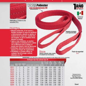 Eslinga de poliéster plana tipo ojo-ojo reforzada 1" x 2 m, 2 capas Urrea
