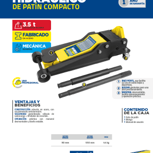 Gato hidráulico de patín compacto, 3.5 ton Surtek