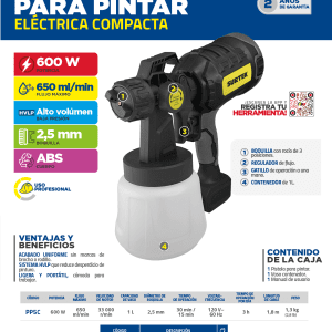 Pistola eléctrica para pintar 600 W 127 V compacta Surtek
