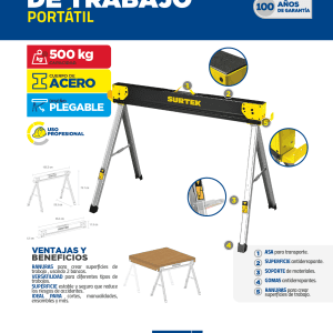 Banco de trabajo portátil 500 kg multiusos Surtek