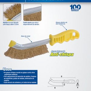 Cepillo de alambre de acero latonado anti-chispa con mango curvo Surtek