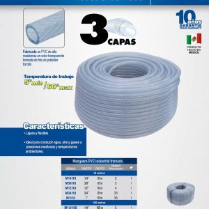 Manguera industrial tramada en rollo 3/8" x 100 m Surtek