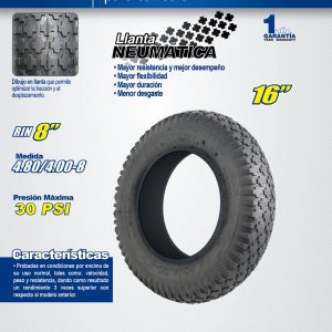 Llanta neumática 2 capas de 16" sin rin para carretilla Surtek