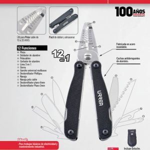 Pinza multiherramienta 12 en 1 de 6" pela cable Urrea