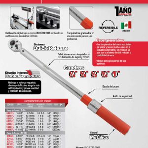 Torquímetro de trueno una escala cuadro de 3/4", 100-600 ft-lb Urrea