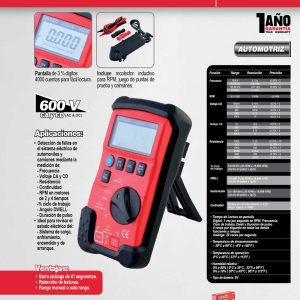 Multímetro digital automotriz automático y manual Urrea