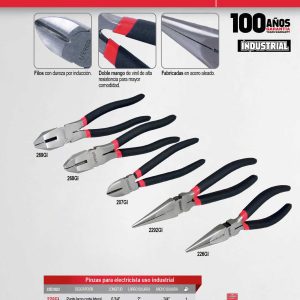 Pinza para electricista con mango rubber grip de 9" corte lateral Urrea