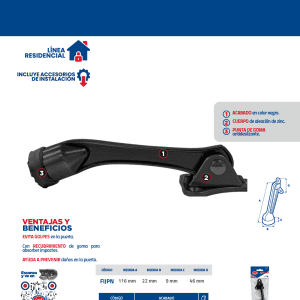 Fijapuerta tipo palanca acabado negro Lock