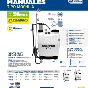 Fumigador tipo mochila 12 Lt Surtek