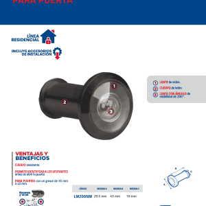 Mirilla para puerta negro mate Lock