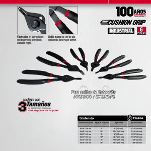 Juego de pinzas para anillos de retención, 6 piezas Urrea