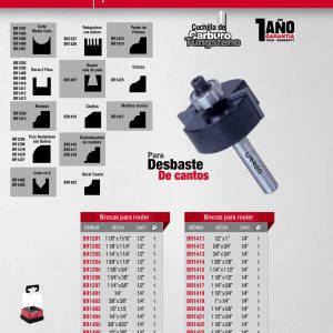 Broca para router de acero rebajadora con balero 1-1/4" zanco de 1/4" Urrea