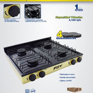 Estufa de gas 4 quemadores color beige Foy