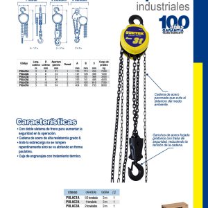 Polipasto manual 3 ramales, 7.5 ton, cadena 3 m Surtek