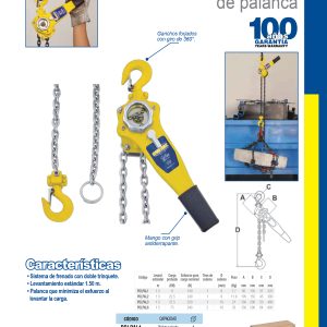 Polipasto manual de palanca  0.75 ton, 1.5 m Surtek