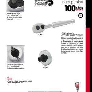 Matraca cabeza tipo pera para punta hexagonal de 1/4" Urrea