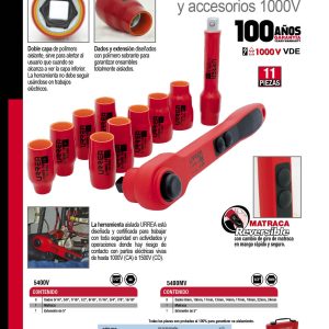 Juego de dados y accesorios cuadro de 1/2" métricos para 1000 V, 11 piezas Urrea