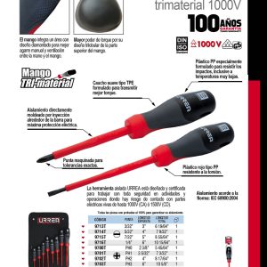 Juego de destornilladores con mango trimaterial 1000 V combinados, 8 piezas Urrea