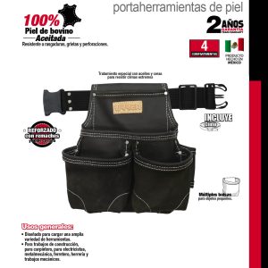 Portaherramientas de piel con cinturón, 4 bolsillos Urrea