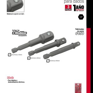 Juego de adaptadores para dados, varios cuadros, 3 piezas en blíster Urrea