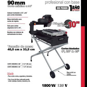 Cortadora de cerámicos 10" 1800 W 120 V, 4000 RPM Urrea