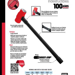 Marro irrompible con mango Rubber grip anti-vibración de 30", 12 lb Urrea