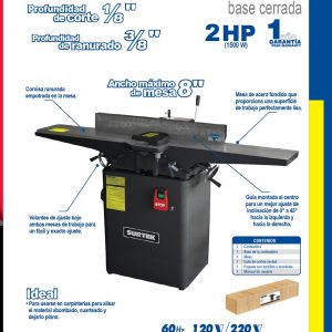 Canteadora 8" 1500 W 220 V, 5200 RPM con guía montada con ajuste de inclinación hasta 45° Surtek