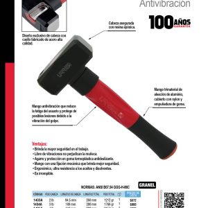 Marro anti-vibración con mango Rubber grip de 10-1/4", 3 lb Urrea