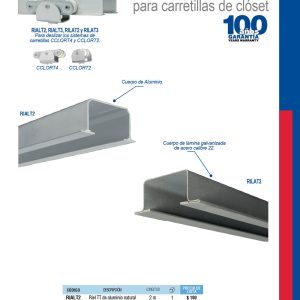 Riel tipo TT para clóset 3 m, de aluminio Lock