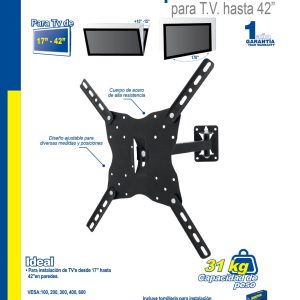 Soporte sencillo para TV 17" - 42", 31 kg Surtek