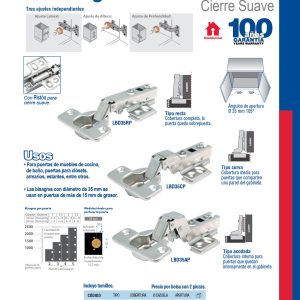 Bisagra acodada bidimensional 35 mm, cierre suave Lock