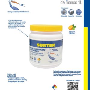 Crema desengrasante limpiadora de manos 1 Lt Surtek
