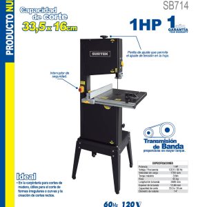 Sierra de banda 14" 1 HP 120 V, 1700 RPM Surtek