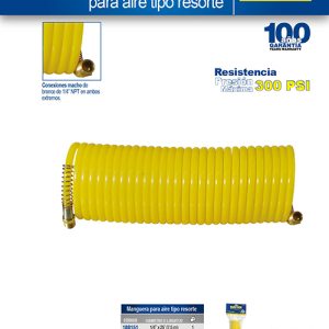 Manguera para aire tipo resorte 1/4" x 7.5 m Surtek
