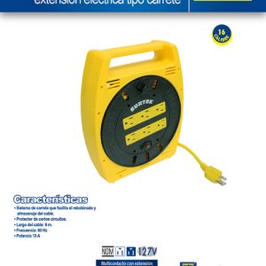 Multicontacto 6 entradas tipo carrete con extensión eléctrica 6 m Surtek