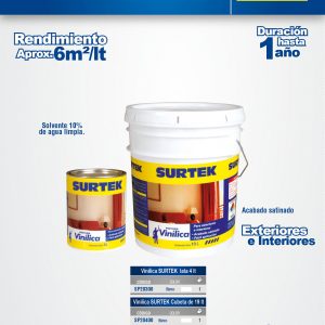 Cubeta de pintura vinílica 19 Lt color marfil Surtek