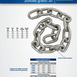 Cadena grado 30 pulida 25 kg, 1/8" Surtek