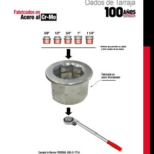 Adaptador para dados de tarraja de 1/4" a 1-1/4" Urrea