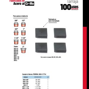 Peine para tarraja de 1"-1/2" NPT Urrea