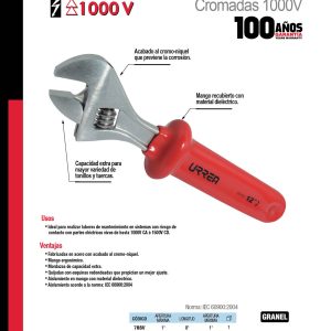 Llave ajustable 1000 V de 15" Urrea