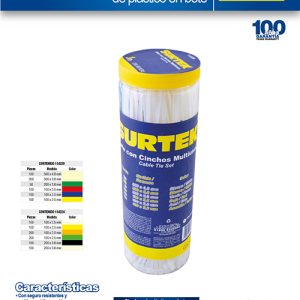 Cinchos plásticos en bote, 650 piezas multiusos varios colores Surtek