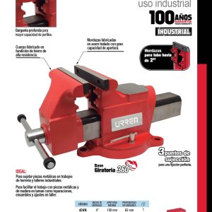 Tornillo de banco con textura diamante 8" Urrea