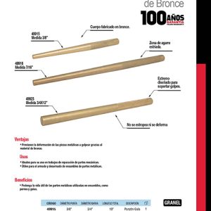 Botador de bronce 3/4", 12" Urrea