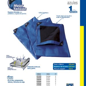 Lona de polietileno reforzada color azul, 3 x 4 m Surtek