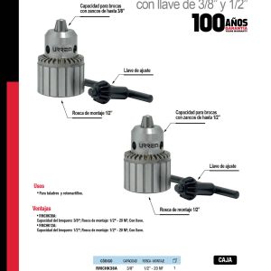 Broquero para rotomartillos 1/2" con rosca 1/2" - 20NF con llave Urrea